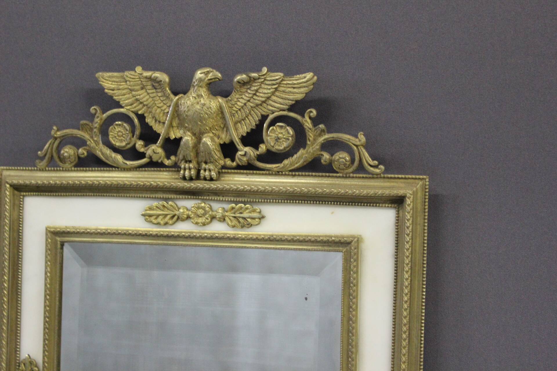 Empire mirror in bronze and marble, early 19th century