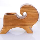 Bougeoir vintage zoomorphe en bois 1970