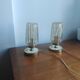 Pair of vintage 70s bedside lamps – Brushed brass, enamel & ribbed glass