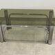 Table basse inox et verre fumé design 1970/80