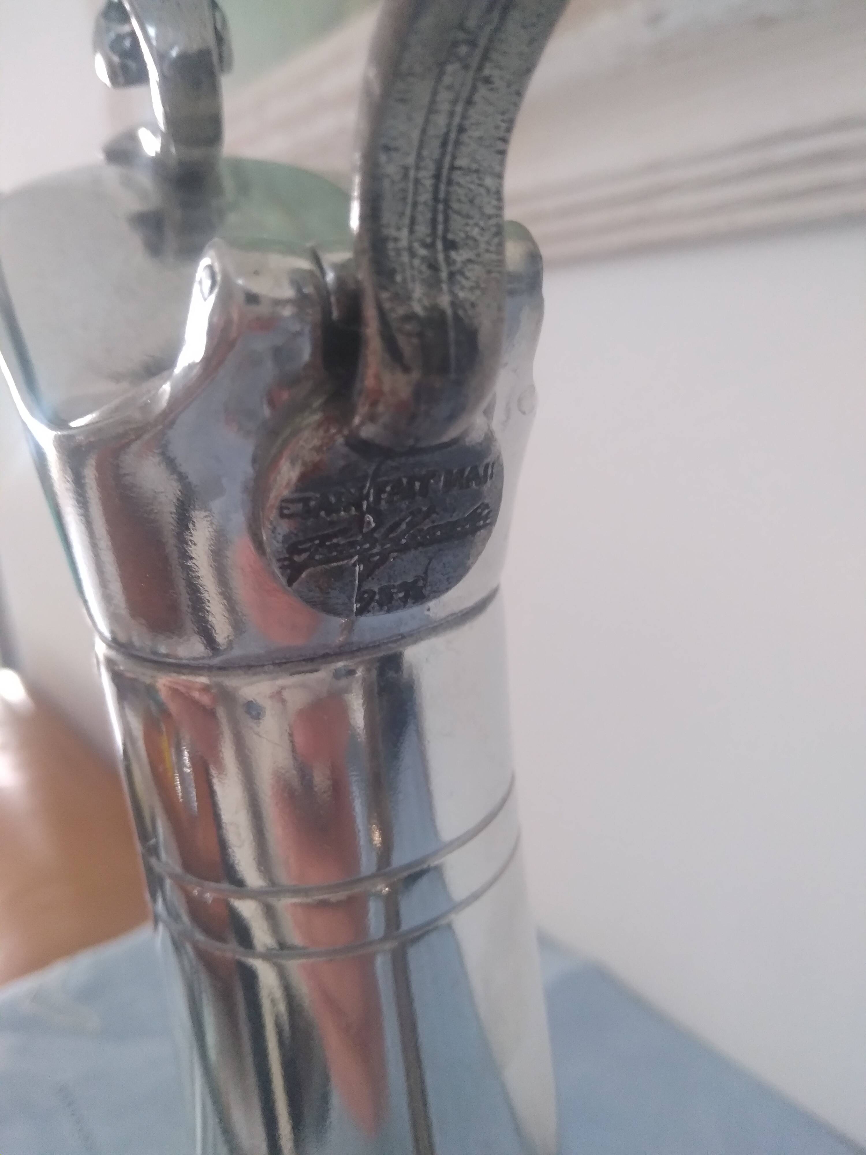Decanter in pewter and crystal