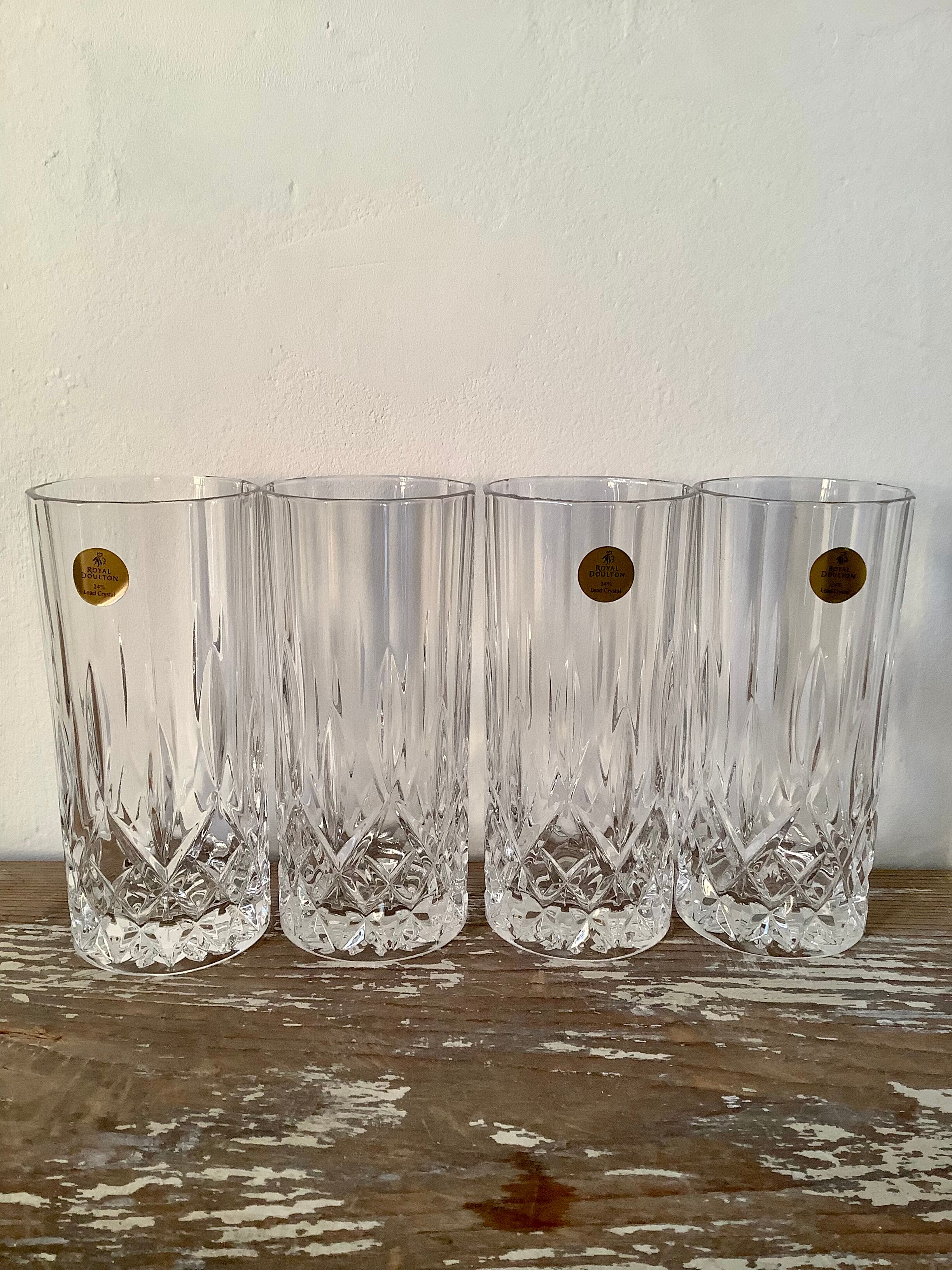 Set of 4 glasses high long drink cocktail crystal Royal Doulton
