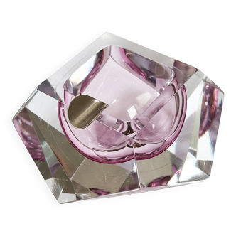 Cendrier/vide poche en verre à facettes de Murano par Flavio Poli