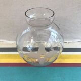 Vase boule verre dessin fleurs ciselées art déco vintage