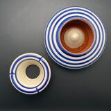 Moroccan ashtray with blue and white stripes