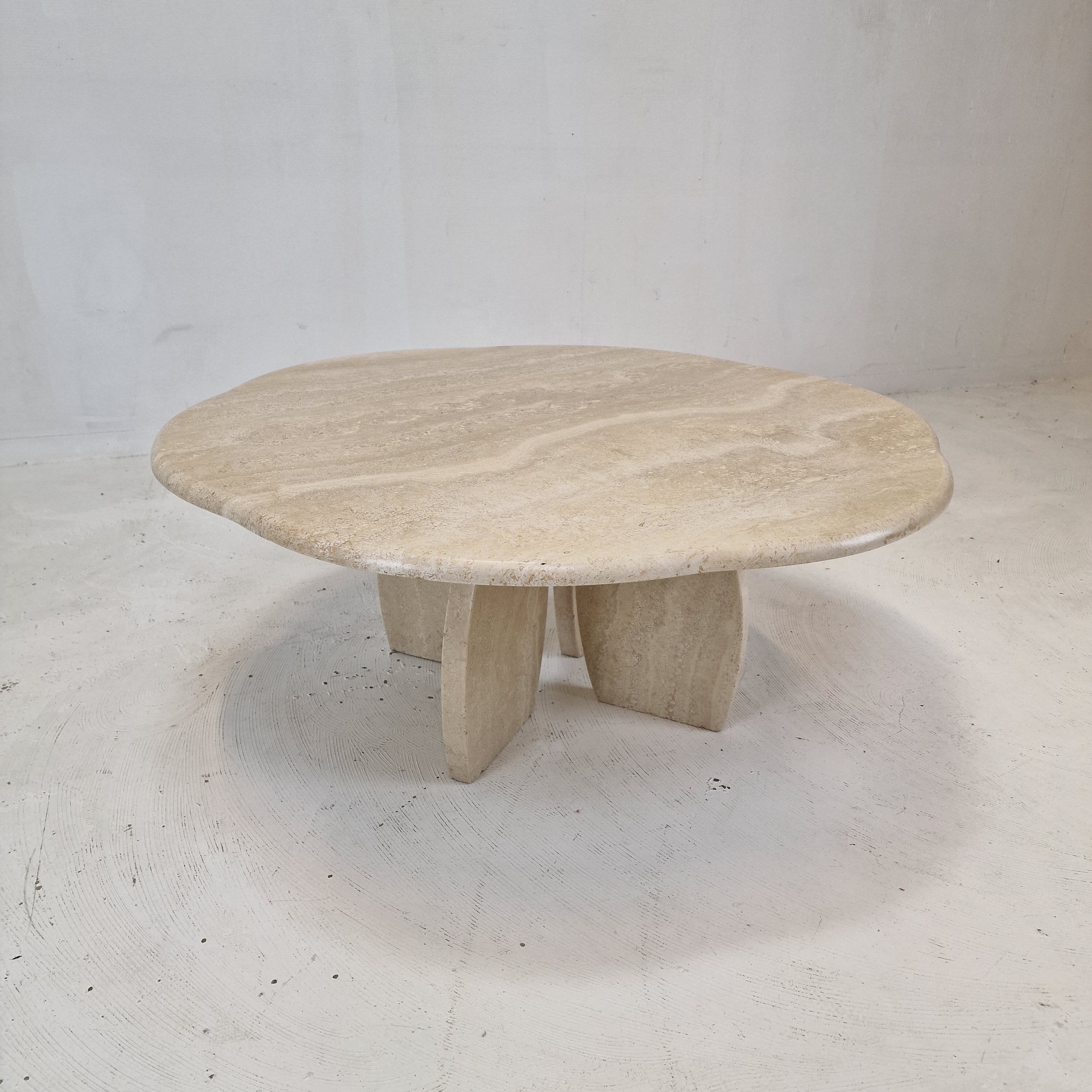 Italian travertine coffee table, 1980s