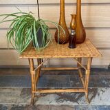Small vintage rattan table