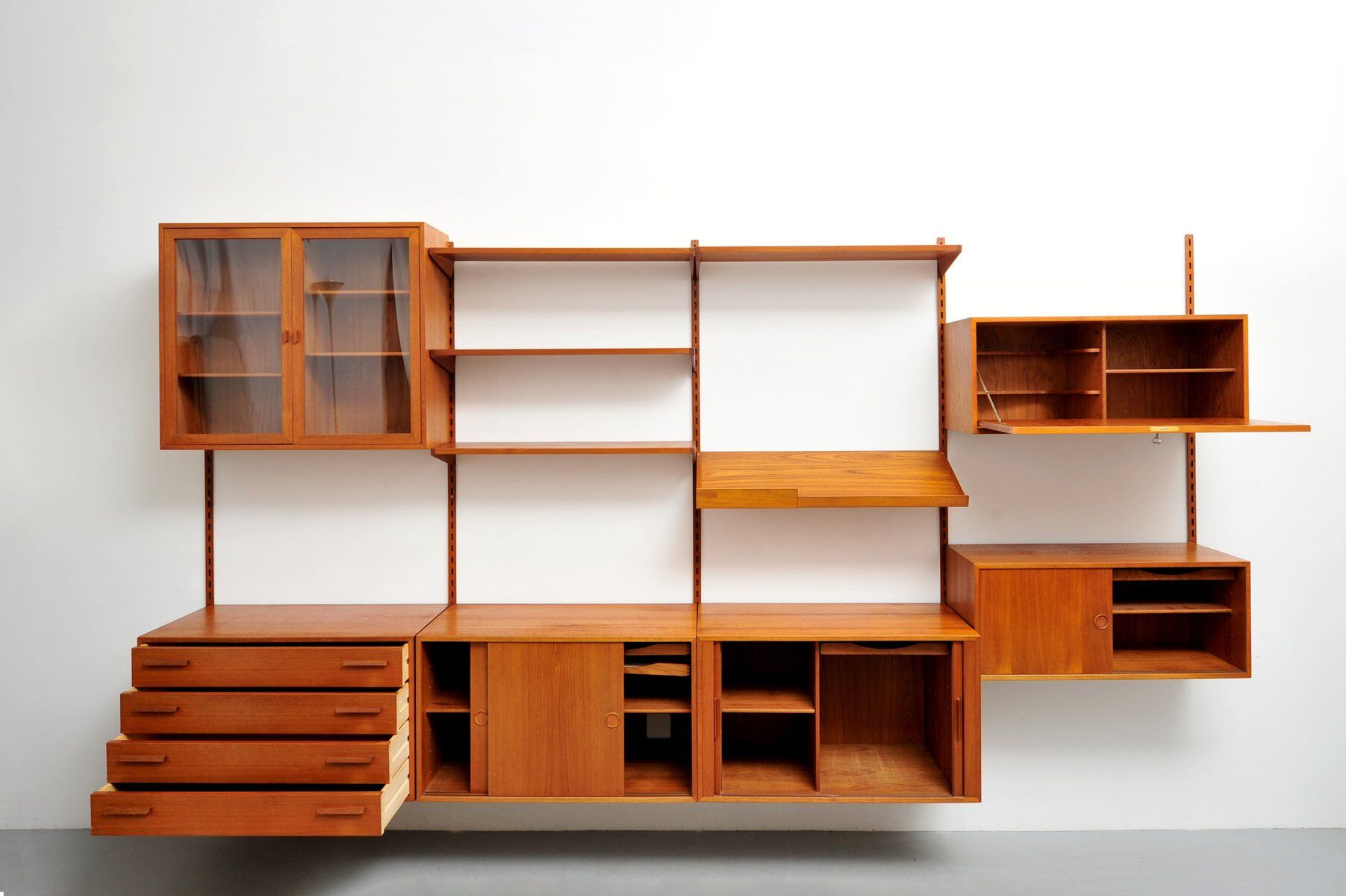 Danish teak wall unit by Kai Kristiansen for Feldballes Møbelfabrik