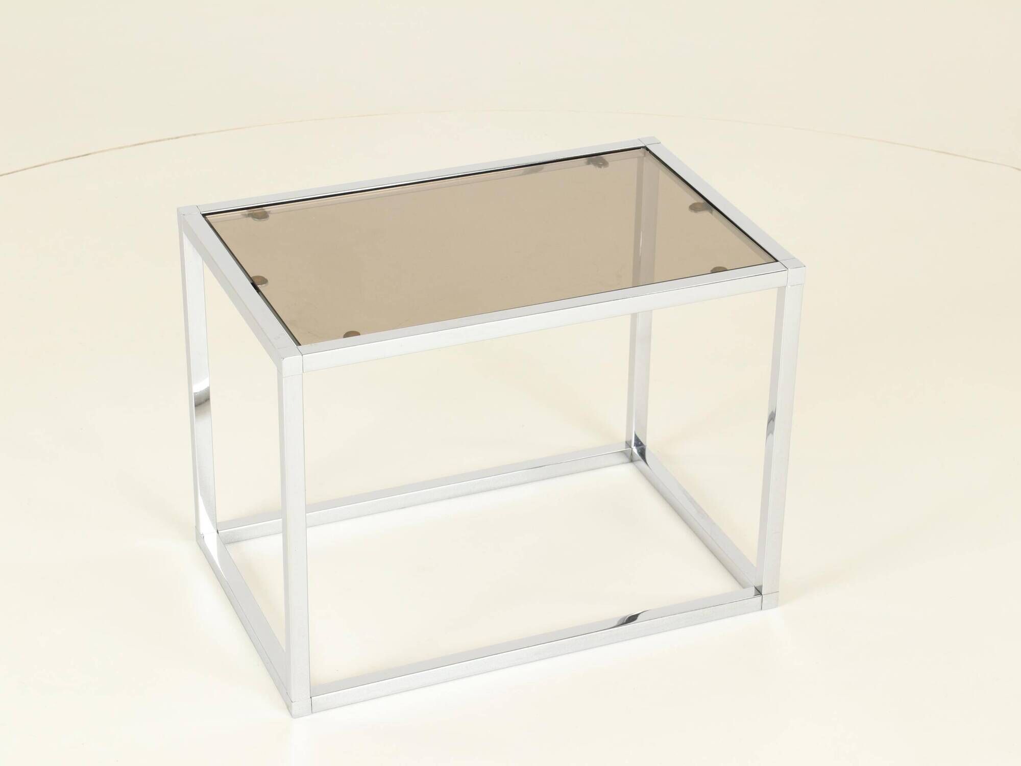 Coffee or Side Table in Chroom & Smoked Glass by Belgo Chrom, Belgium,1970s
