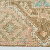 4x7 Soft Beige & Brown Oushak Vintage Rug 109x207Cm