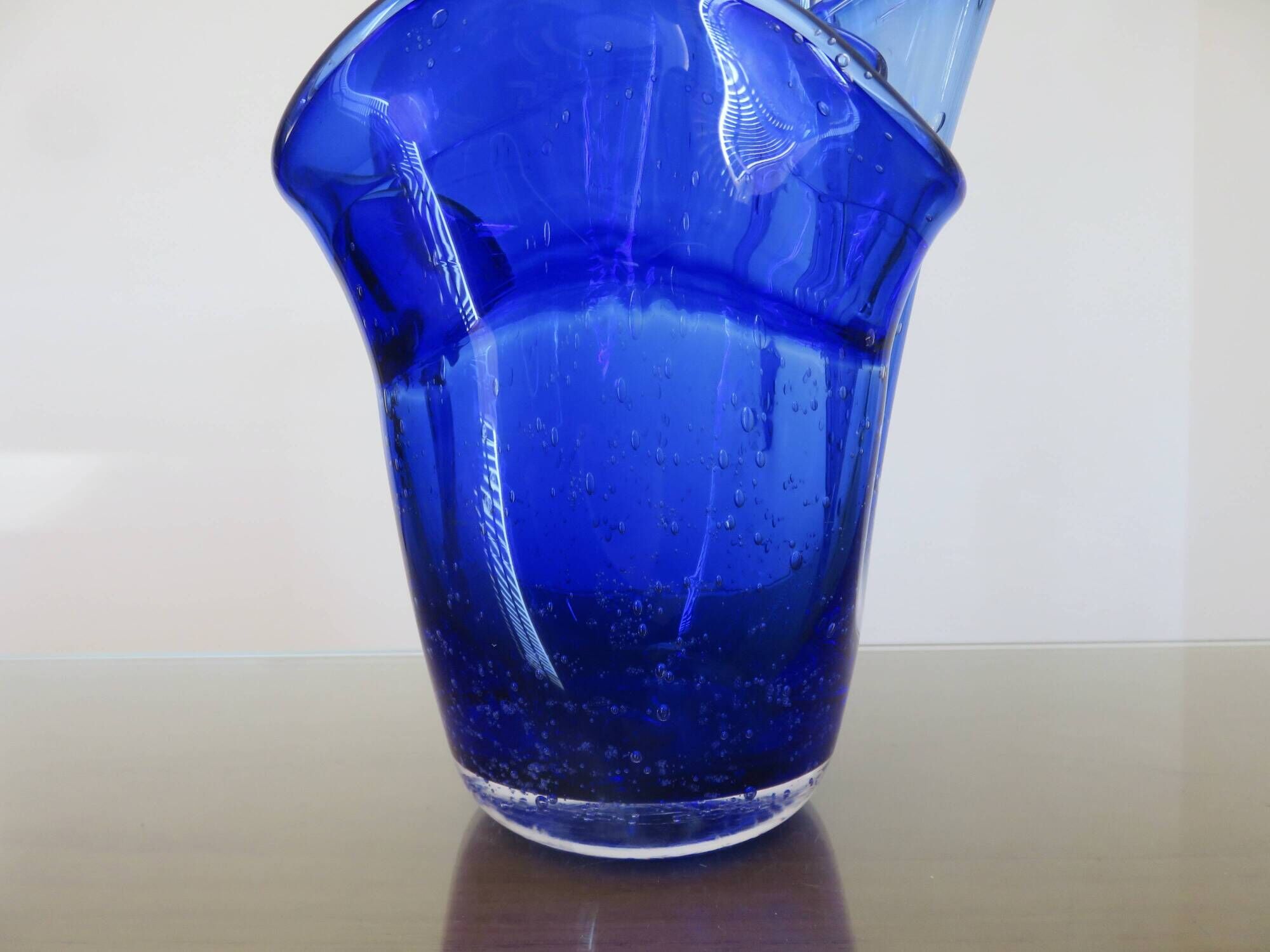 Large "handkerchief" vase in blown cobalt blue glass, 1960s.