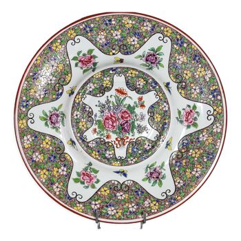Ancien plat en porcelaine émaillée marque apocryphe de Sèvres