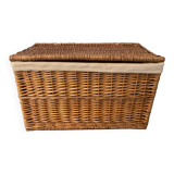 Woven wicker vintage suitcase