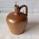 Beau pot à huile ou à vin vintage fait main en grès marron vernissé