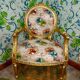 Pair of armchairs Louis XV style printed flower