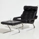 Leather lounge chair with ottoman by reinhold adolf for cor mk9220