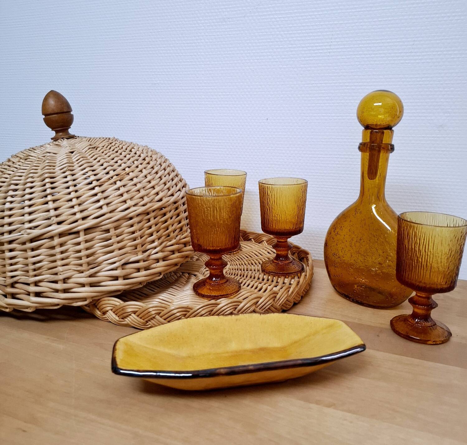 Tray and its vintage wicker bell