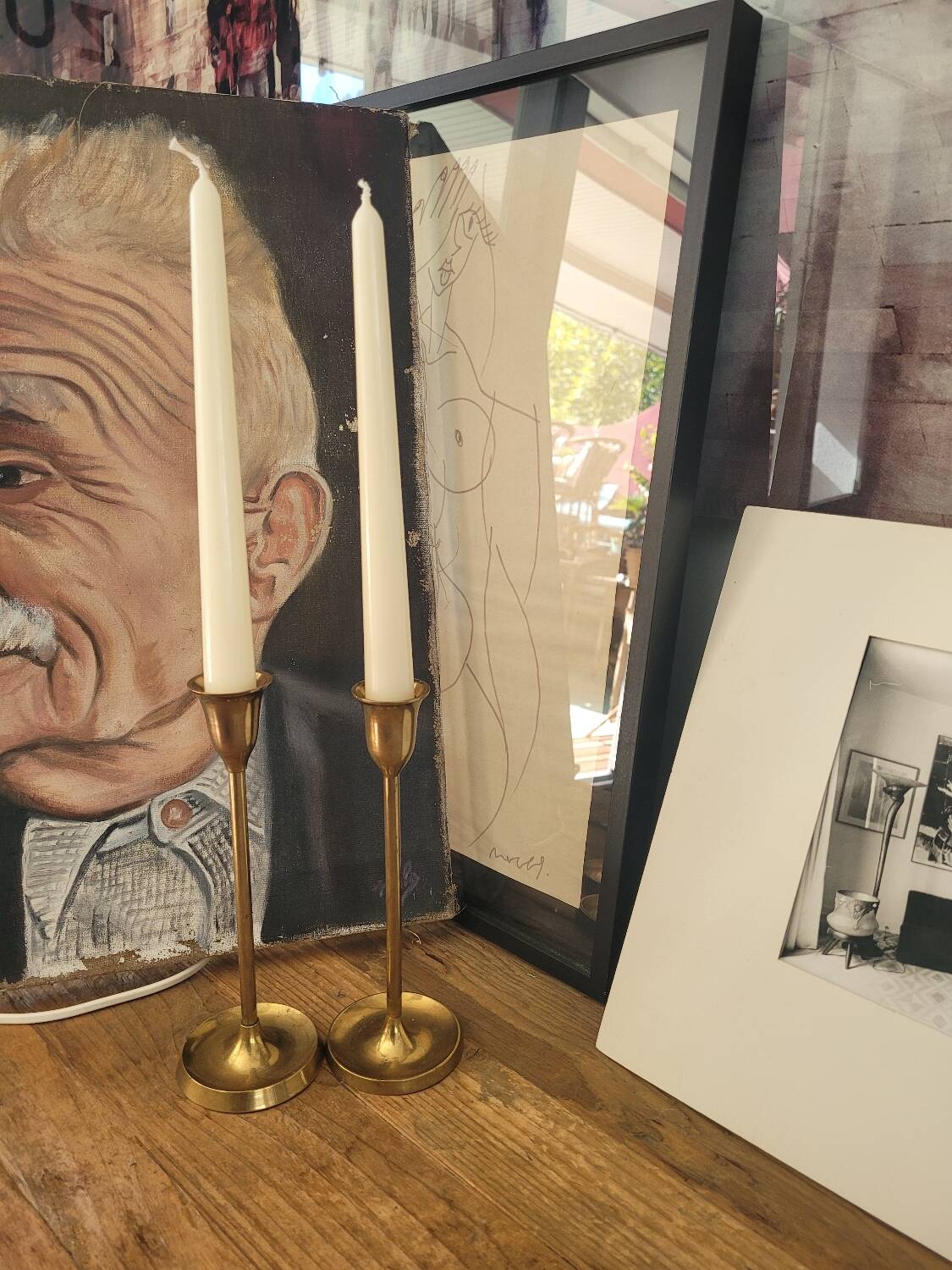 Pair of antique brass candlesticks