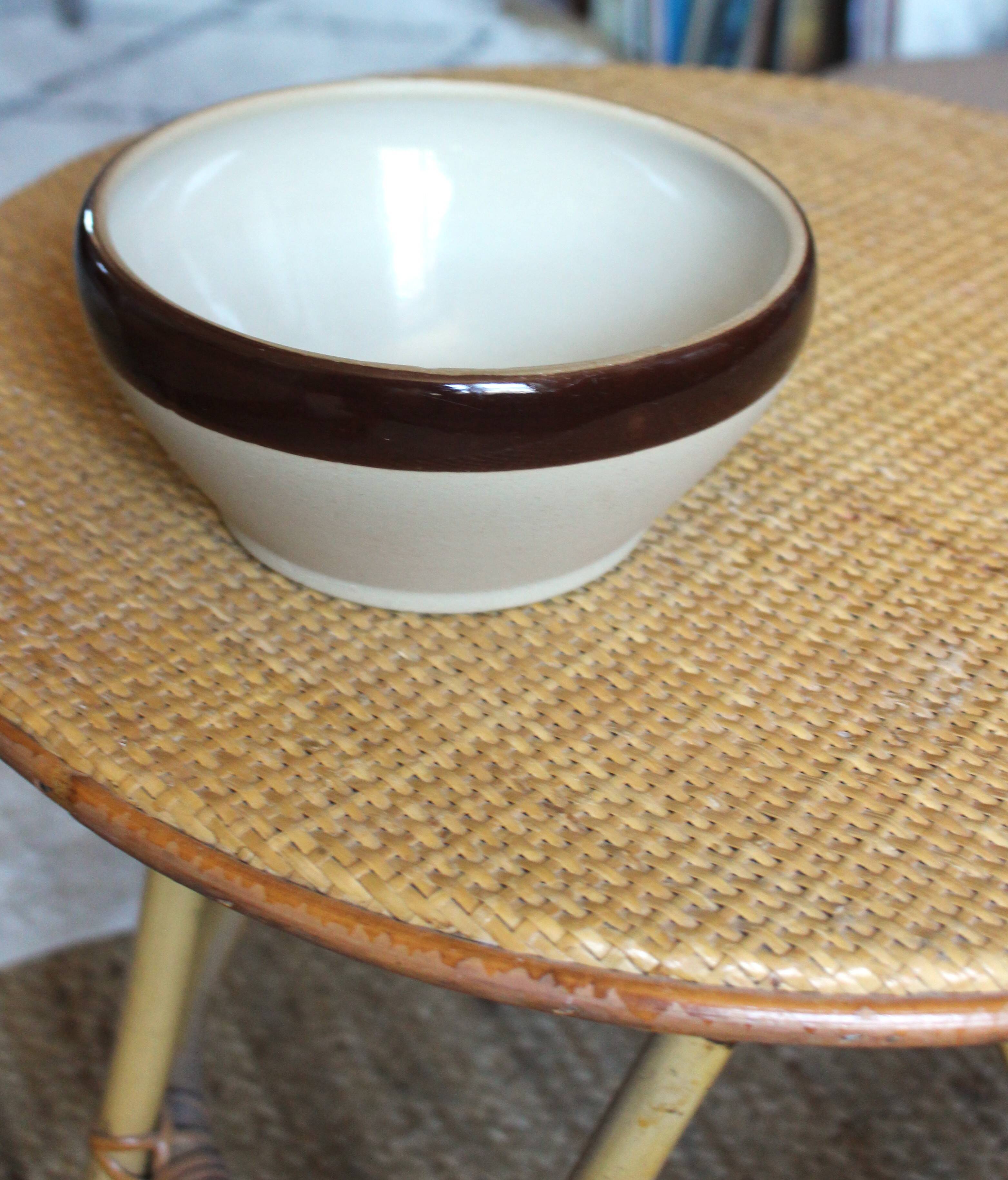 Two-tone vintage stoneware salad bowl from Digoin.