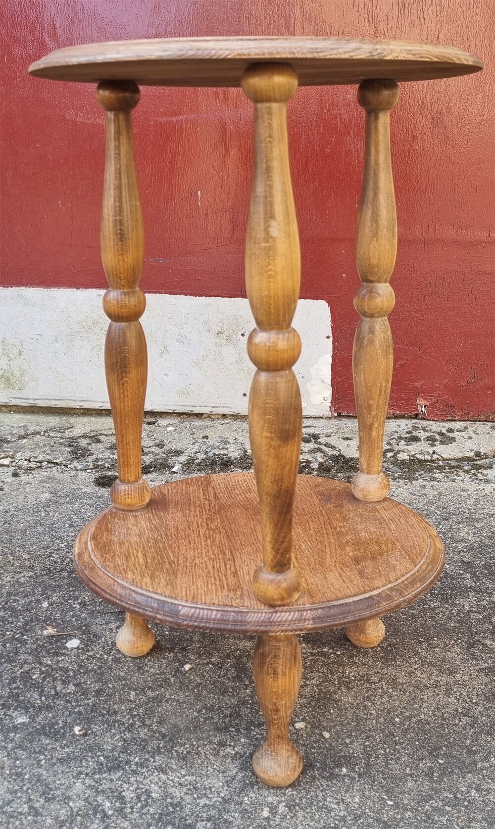 Pot holder, pedestal table, wood, vintage, 60s