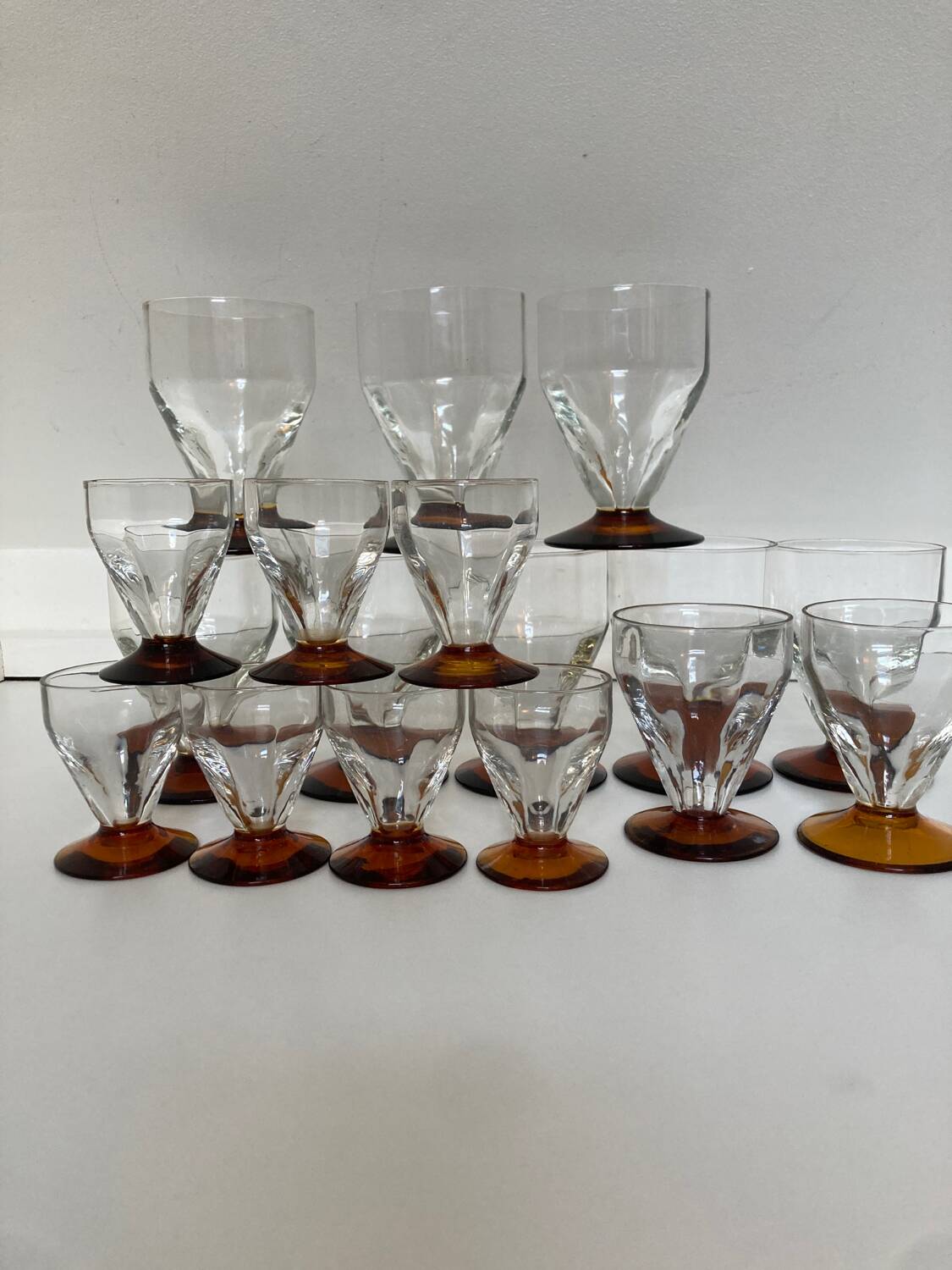 Set of Art Deco faceted glasses
