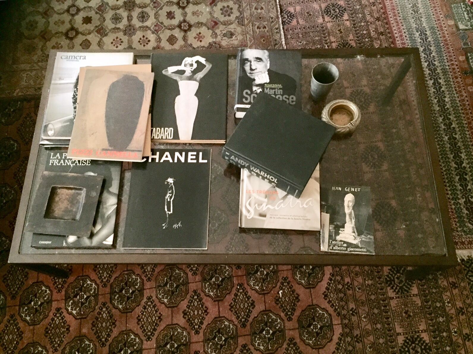 Metal and glass coffee table