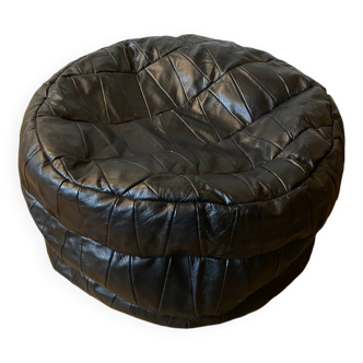 Patchwork leather pouf in de Sede style