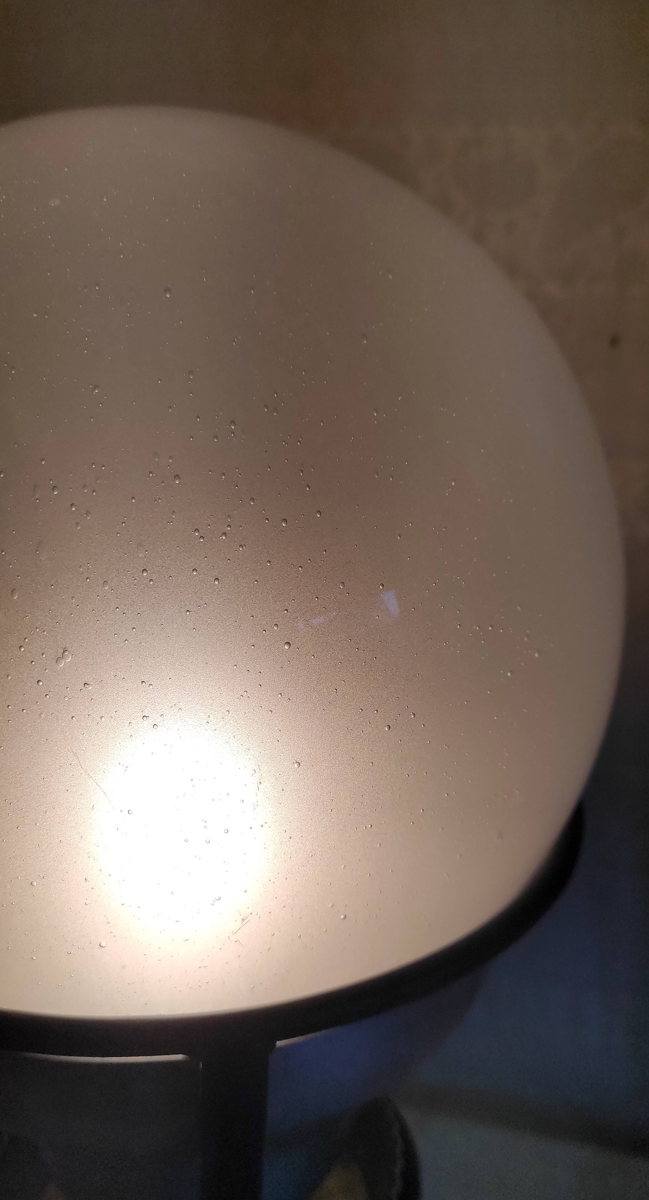 Tripod table lamp in metal, aluminum and blown glass - mid-20th century