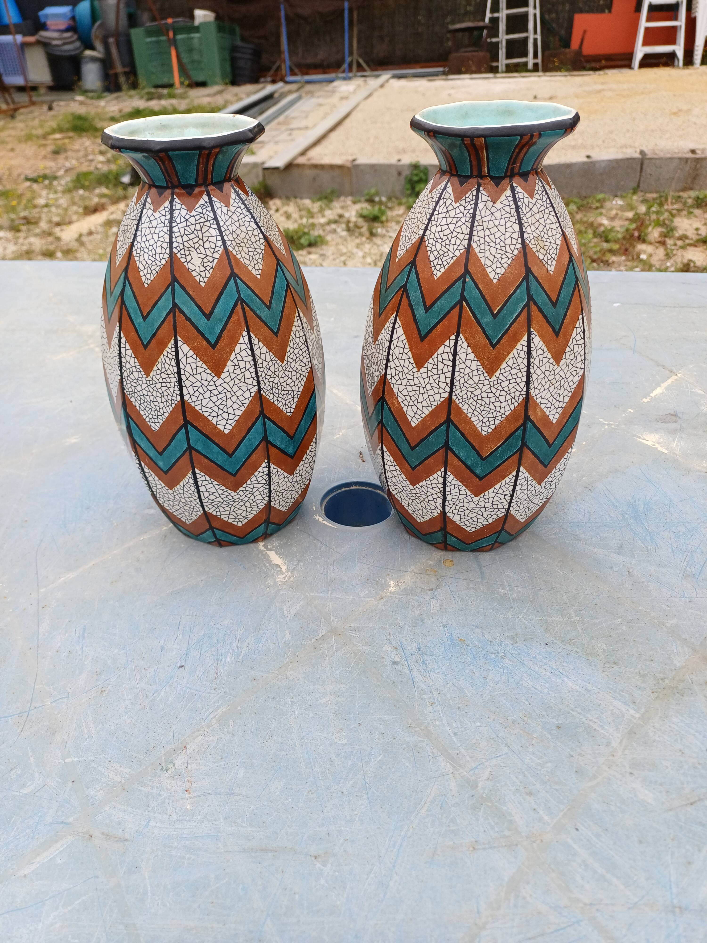 Paire de Vases Art Déco Sarreguemines