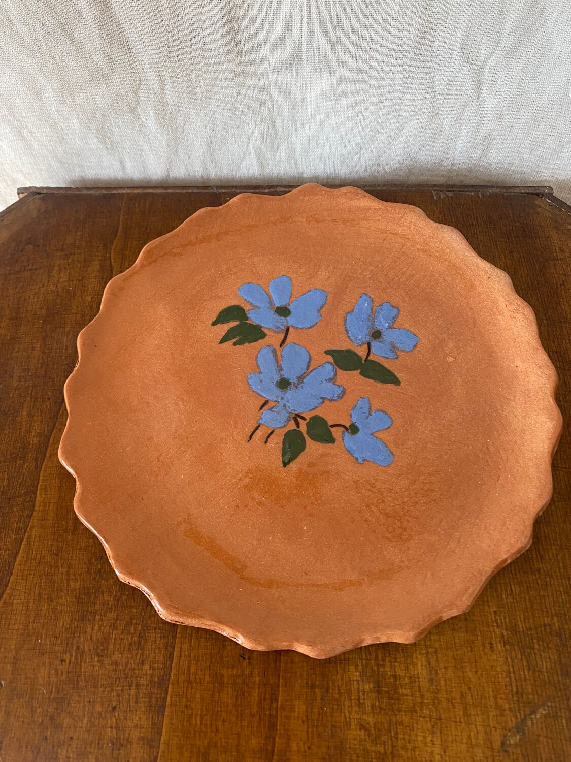 Artisanal ceramic flower plate