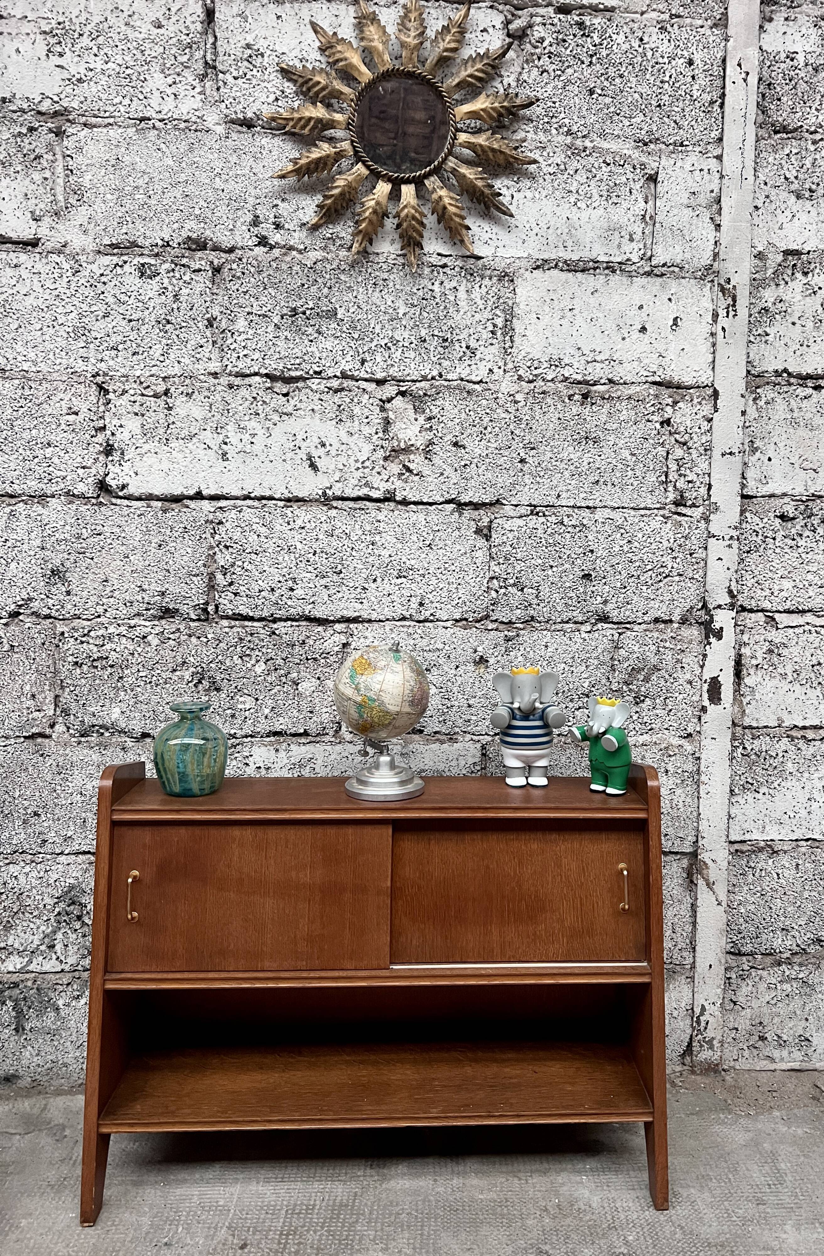 Oak shelf 1950 French modernist