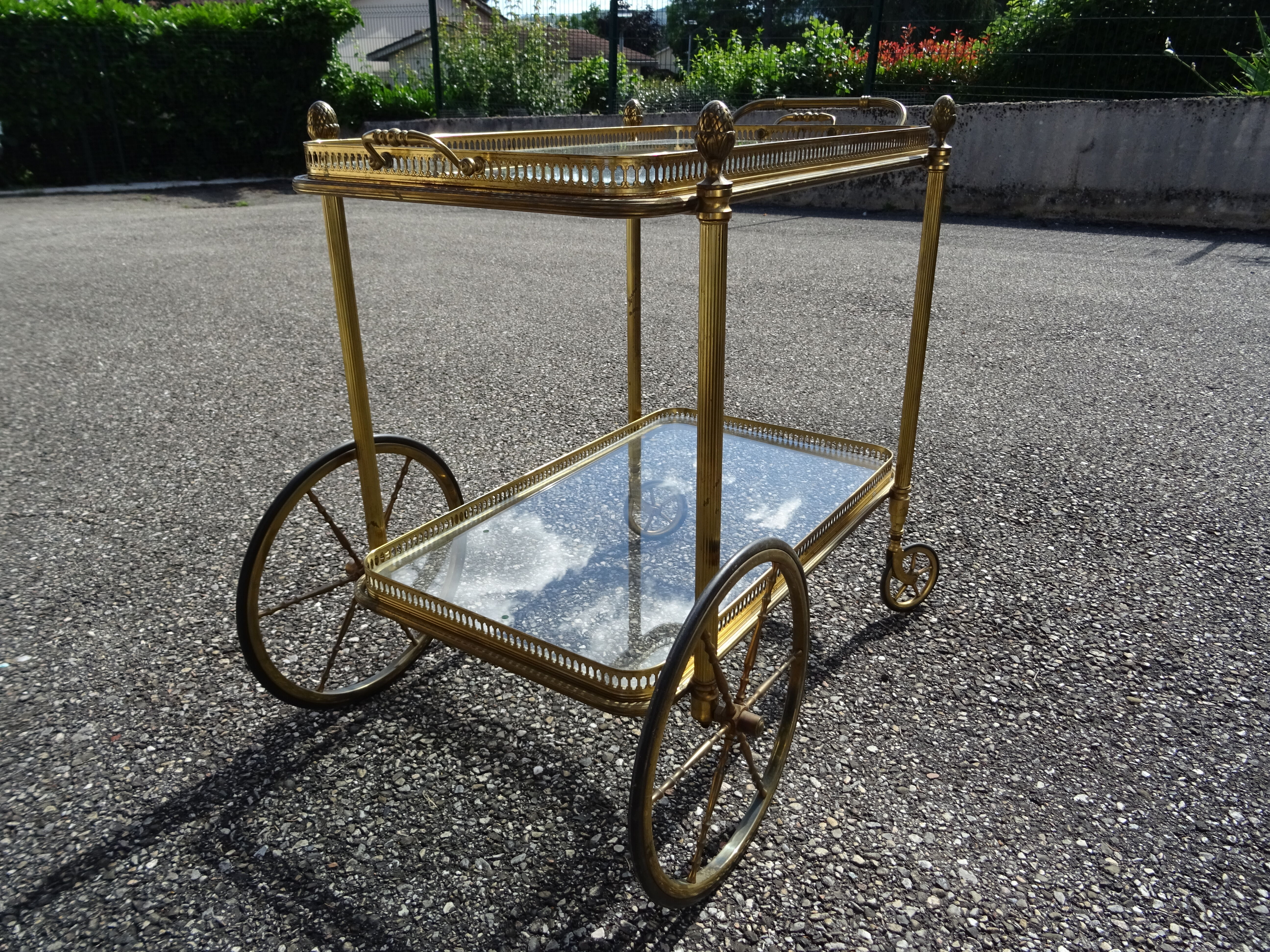 Rolling serving table in neo-classical Louis XVI style.