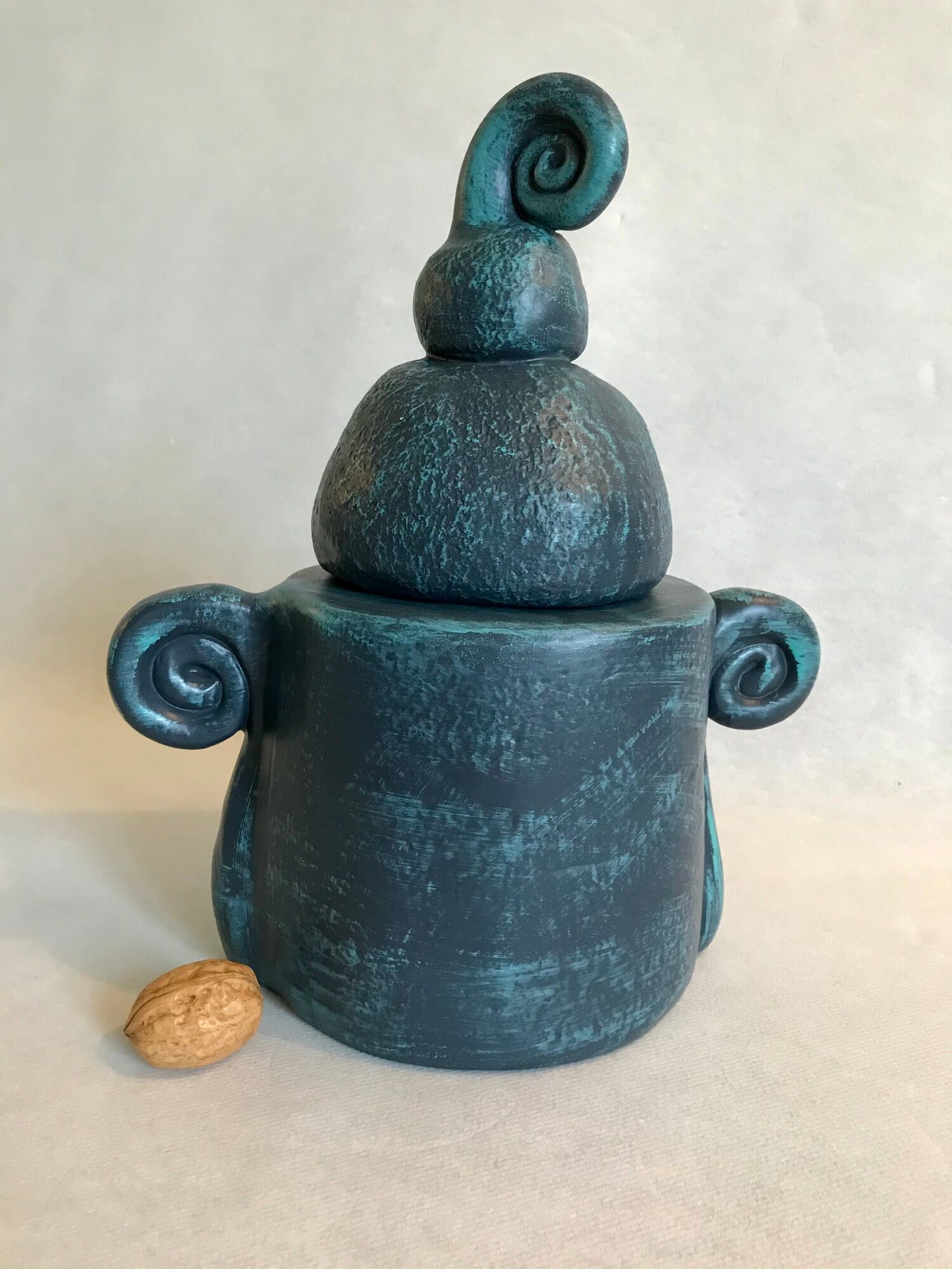 Blue "Orgh" box, Pierre Casenove for La Manufacture Saint Clément, between 1982 and 2001. Collection