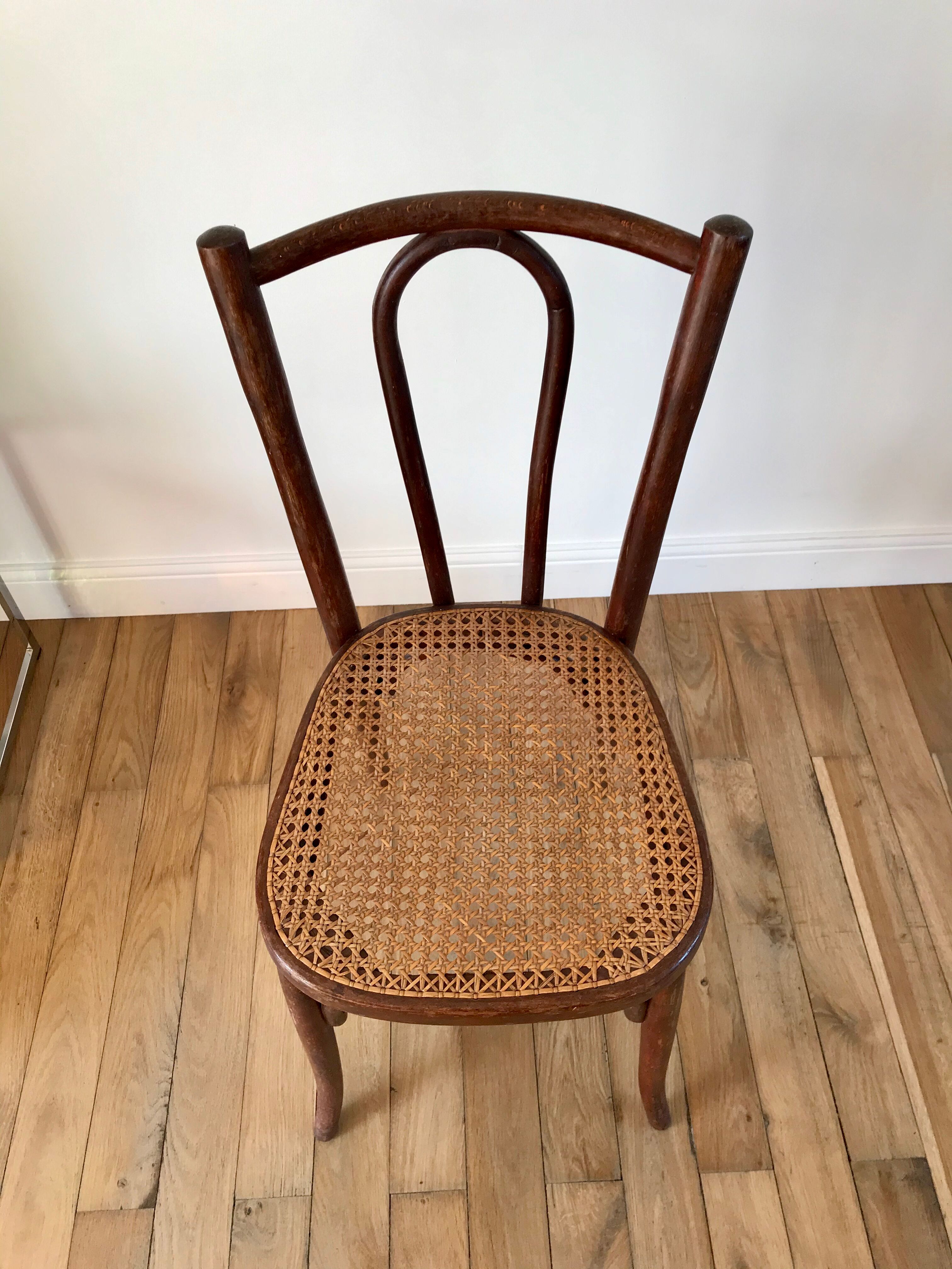 Baumann chair in turned wood and canning N33 early twentieth century