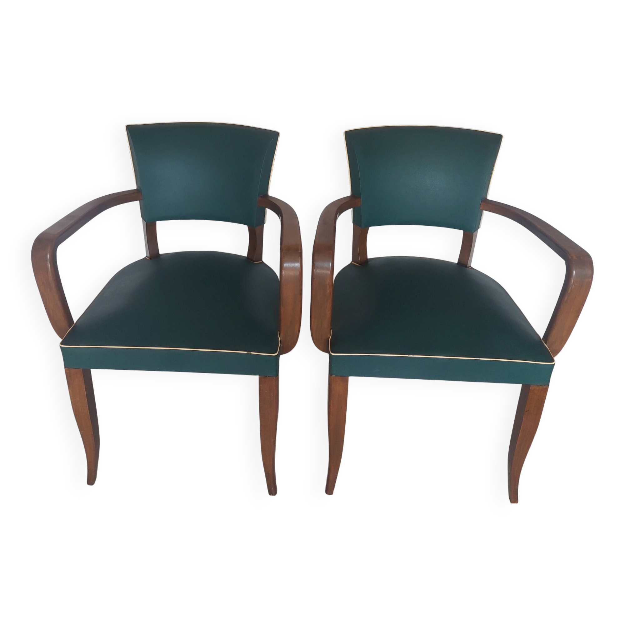 paire de chaises, fauteuils bridges vert foncé