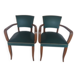 paire de chaises, fauteuils bridges vert foncé