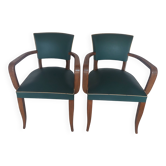 pair of dark green bridge chairs, armchairs