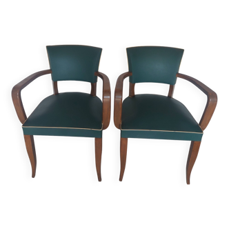 paire de chaises, fauteuils bridges vert foncé