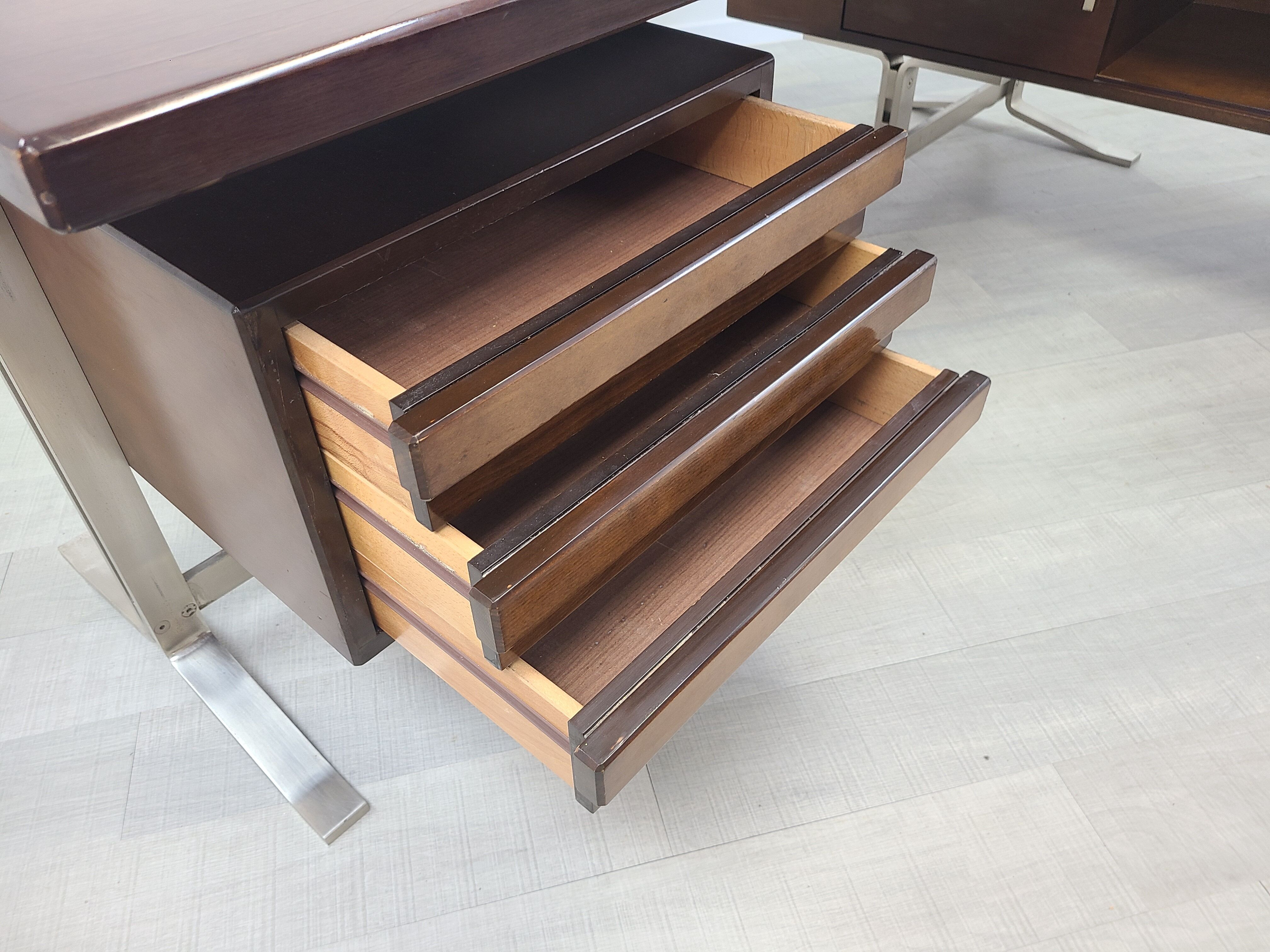 Design corner desk Gianni Moscatelli rosewood 70s vintage