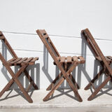 Lot 3 folding chairs wood
