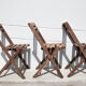 Set of 3 wooden folding chairs