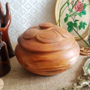 Round box with olive wood lid - vintage
