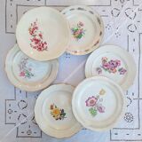 Old flat plates mismatched in earthenware