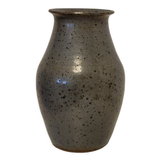 Vase pot en grès gris signé Aubrac