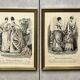 Pair of framed fashion engravings from the 19th century.
