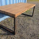 Industrial teak and metal table