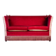 Knole Vintage Canapé in Red Velvet with Floral Cushions, 1950s