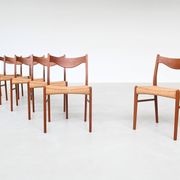 Arne Wahl Iversen set of six dining chairs in teak Glyngore Denmark 1960