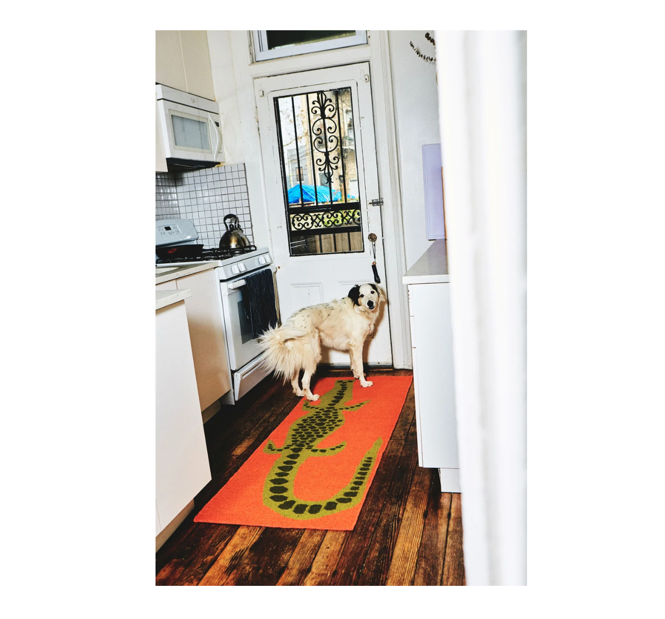 Crocodile wool runner rug