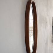 Miroir ovale en bois d'artisan 28x49cm